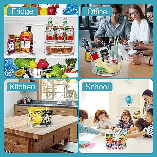 Sorbus Lazy Susan Organizer, Clear Turntable Organizer (Tall + 2 Flat)