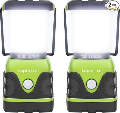 LE 1000LM Battery Powered LED Camping Lantern, Waterproof Tent Light with 4 Light Modes, Camping Essentials, Portable Lantern Flashlight for Camping, Emergency Light, Power Outages, Not Rechargeable