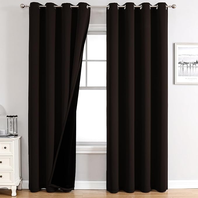 ChrisDowa 100% Blackout Curtains 90 inch Long