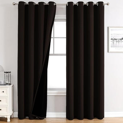 ChrisDowa 100% Blackout Curtains 90 inch Long