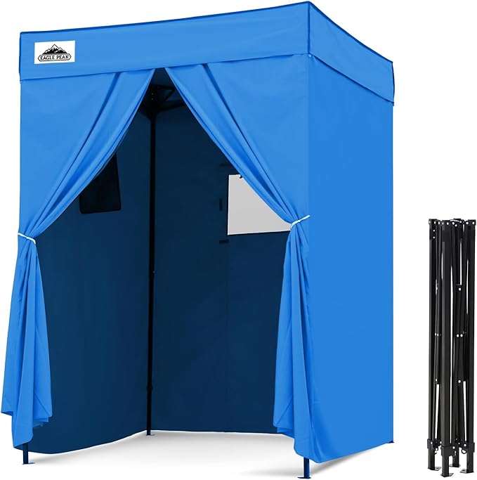 EAGLE PEAK Flex Compact 5x5 Pop-up Canopy Changing Room, Portable Privacy Dressing Room for Indoor Fashion Photoshoots, Camping, or Pool, Light Blue