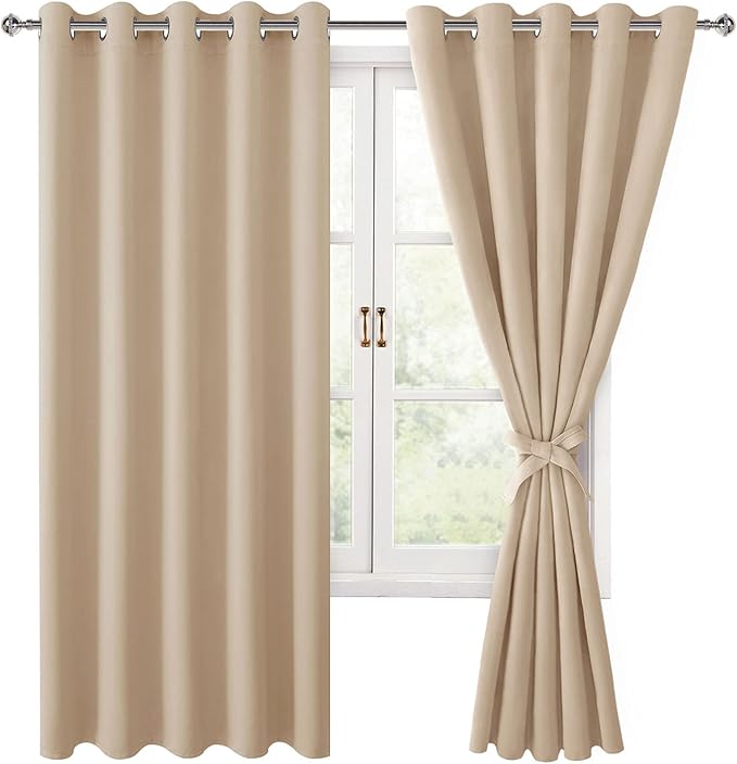 Hiasan Blackout Curtains for Bedroom, 60 x 63 Inches Length