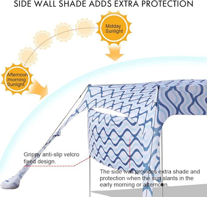 Beach Canopy Tent Shade with Sidewalls 10x10FT, 6.6FT Tall, UPF50+ Sun Shelter, Windproof & Water Resistant, Includes Guylines Sand Shovel Stability Poles, Easy Up for Beach Outdoor Camping Backyard