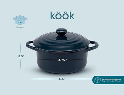 Kook Ceramic Mini Cocotte Set, Small Casserole Dishes