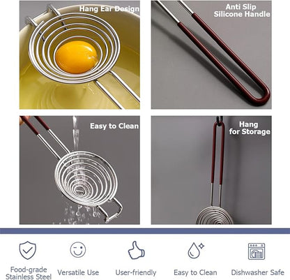 Semi Automatic Whisk & Egg Yolk Separator, Stainless Steel Mini Hand Push Whisk