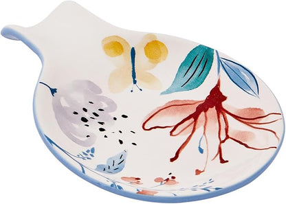 Bico Blossom Symphony Spoon Rest for Stove Top, Ceramic Spoon Holder for Kitchen Counter, Easy to Clean Coffee Spoon Rest Dishwasher Safe, Kitchen Cooking Utensil Rest for Ladles Spatula