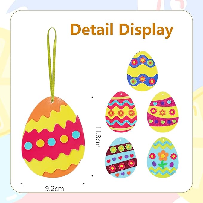 Fennoral 24 Pack Easter Egg Craft for Kids Make You Own Eggs Foam Stickers Ornament DIY Easter Arts and Crafts for Party Supplies Easter Decoration Easter Gifts