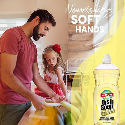 Restore Naturals Non Toxic Liquid Dish Soap - 64 Fl Oz - Plant Based | Biodegradable | Gentle Formula | Cruelty Free | Made in the USA - 3 Pack
