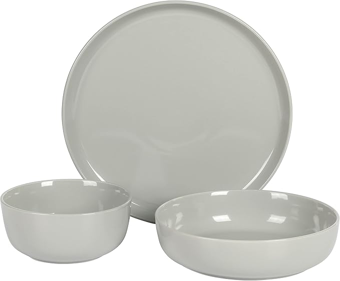 Gibson Home Oslo 12-Piece Porcelain Chip and Scratch Resistant Dinnerware Set, Grey,Service for 4