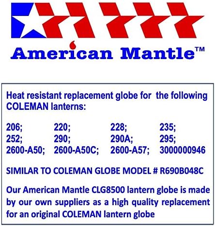 American Mantle Clear Straight Lantern Globe: CLG8500 (Replacement for CLMN R690B048C) - 4.92"x4.92"x5.31"
