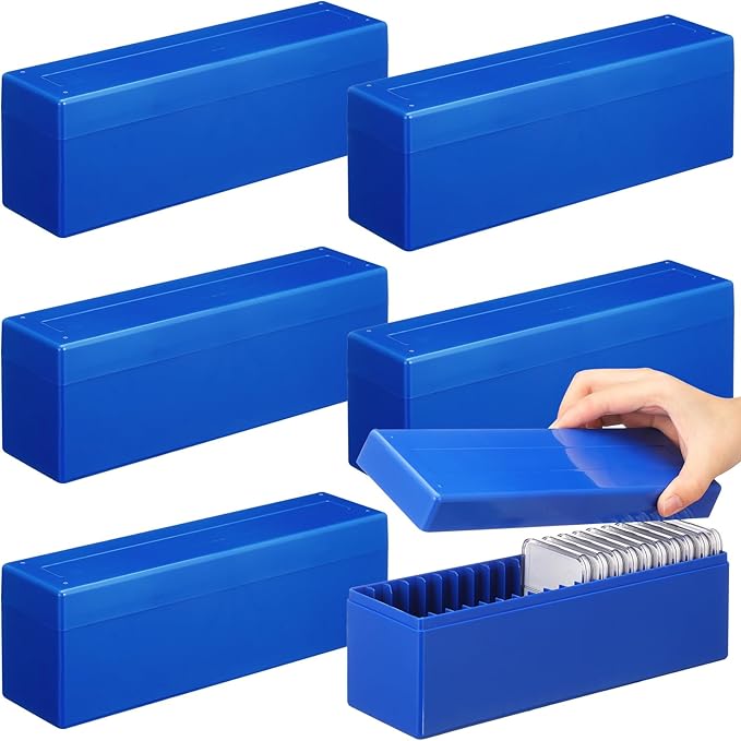 Wenqik 6 Pcs Plastic Coin Storage Box Case with 20 Slab Coin Holders - Collection Box for Collectors, Home, Office, Bank Supplies(Blue)