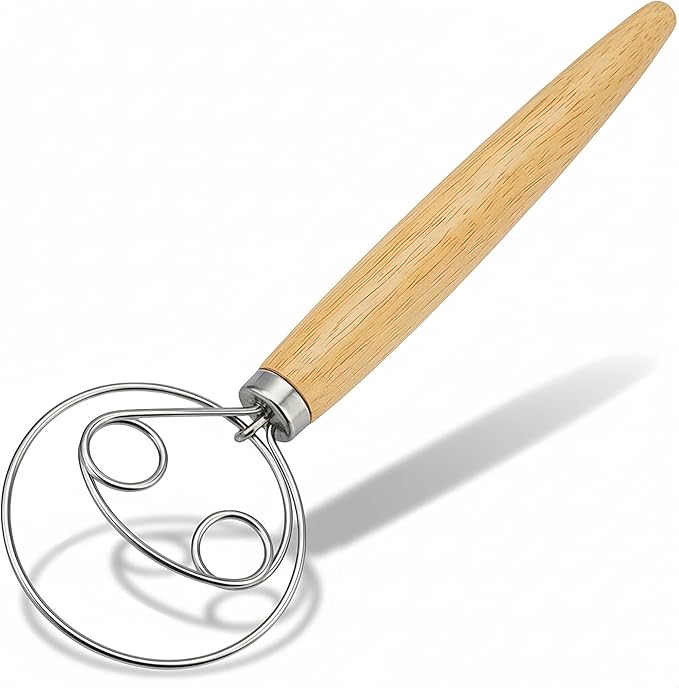 Danish Dough Whisk Stainless Steel Wooden Handle