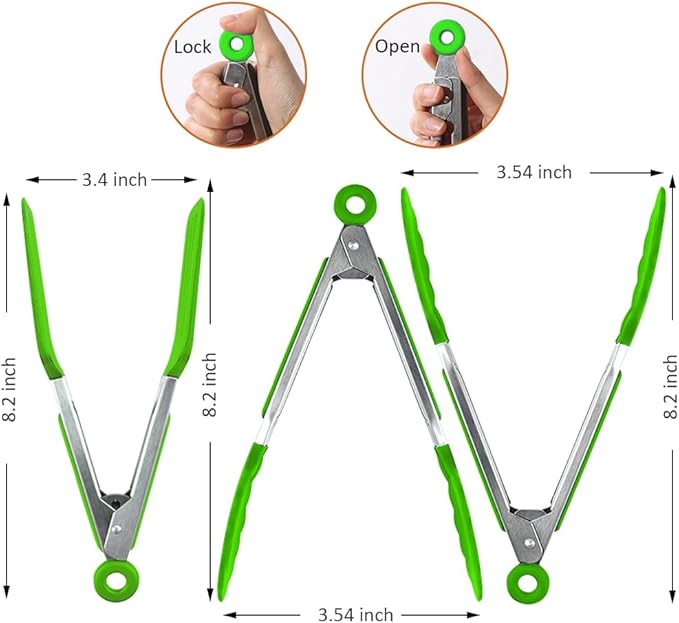 Small Silicone Serving Tongs Set of 3, Mini Tongs