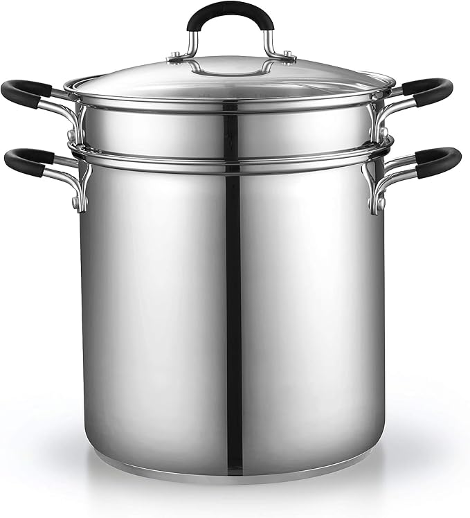 Cook N Home 4-Piece Stainless Steel Pasta Cooker Steamer Multipots, 12 Quart