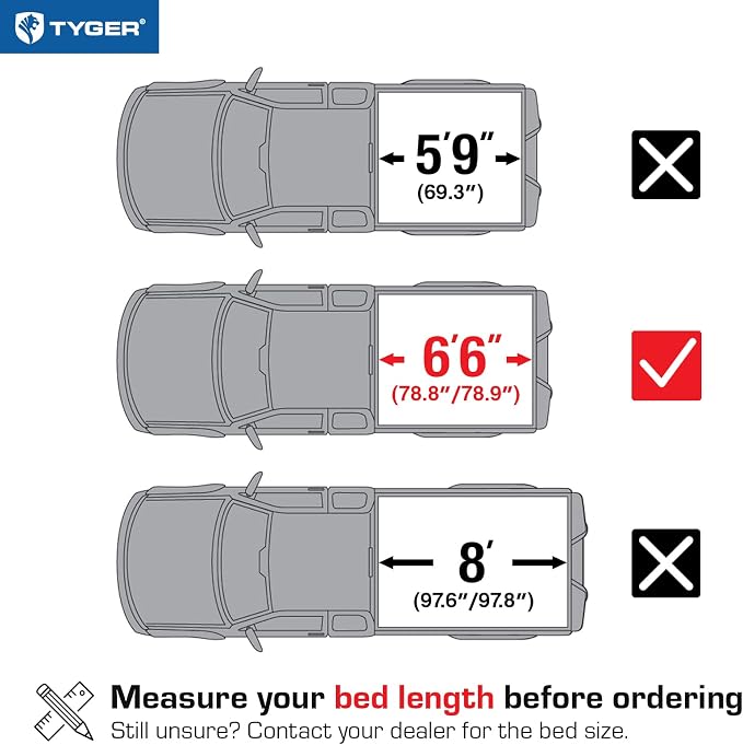 Tyger Auto T3 Soft Tri-Fold Truck Bed Tonneau Cover Compatible with 2014-2018 Chevy Silverado / GMC Sierra 1500; 2015-2019 2500HD 3500HD; 2019 LD/Limited Only | Fleetside 6'6" Bed (78") | TG-BC3C1007