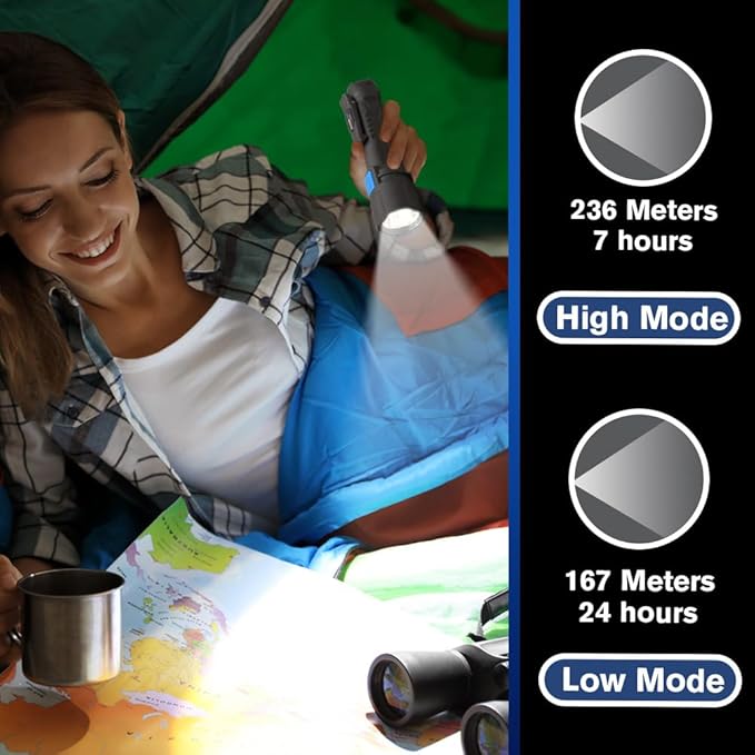 Bright Star Razor Go All-Purpose LED Flashlight ??21,000 Candela Beam, 24-Hour Runtime, Magnetic Hands-Free Base ??Heavy-Duty Utility Light with AA Batteries Included ??Made in USA