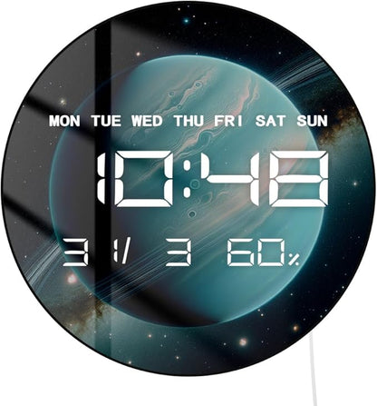 Timethink 12'' Planet Uranus Digital Wall Clock Large Display, Space Solar