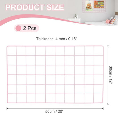 PATIKIL 12"x20" Wire Grid Panel, 2 Pack Board Photo Pictures Memo Display Grid