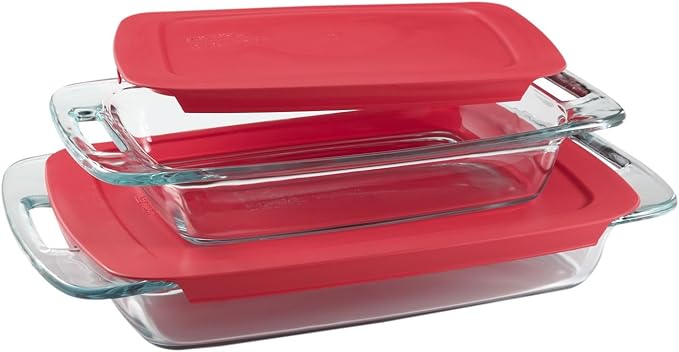 Pyrex Easy Grab 4-Piece Value Pack, includes 1-ea 3-qt Oblong, 2-qtOblong