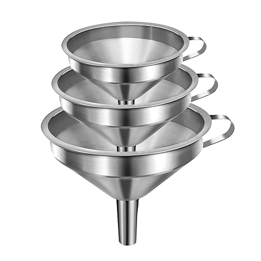 Small Funnels for Filling Bottles, Stainless Steel Small Kitchen Funnel Set of 3