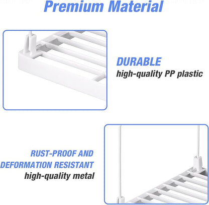 NiHome 4-Pack Stackable Plastic Kitchen Storage Shelf Foldable Rack