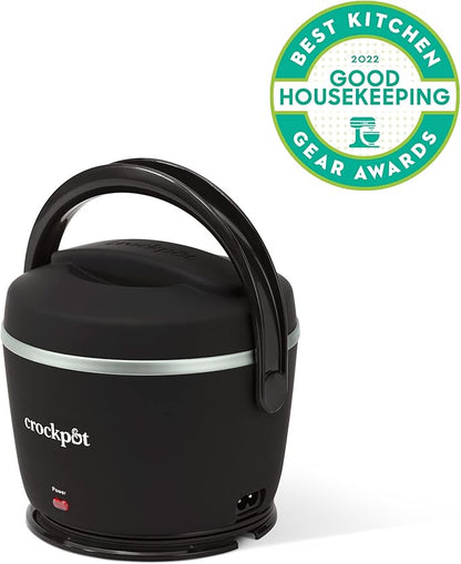 Crock-Pot Electric Lunch Box 20-Ounce Portable Food Warmer Black Licorice Perfect for Travel On-the-Go & Office Use | Stylish Spill-Free & Dishwasher-Safe | Ideal Men & Women's Gifts
