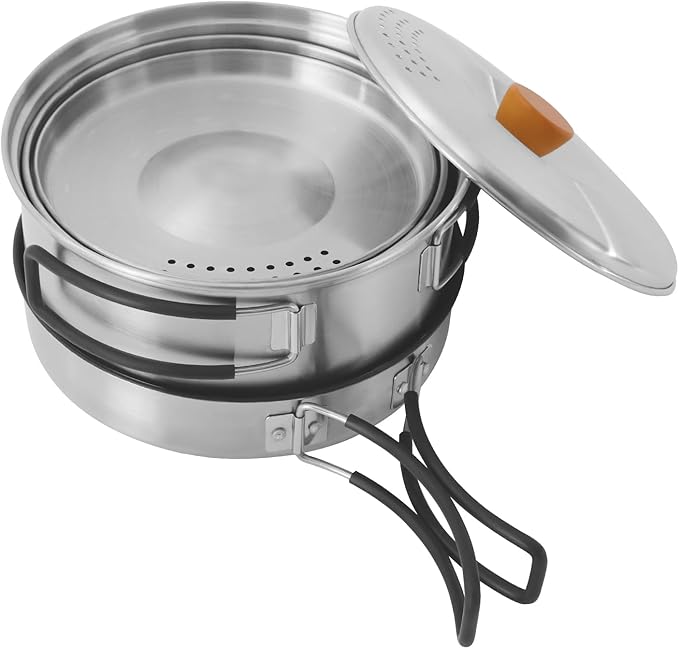 Camping Cookware Set, Camping Cooking Set,304 Stainless Steel Camping Pots &Frying Pan Set,Campfire Cooking Equipment with Storage Bag for Camping,Household, Hiking, Beach Trips