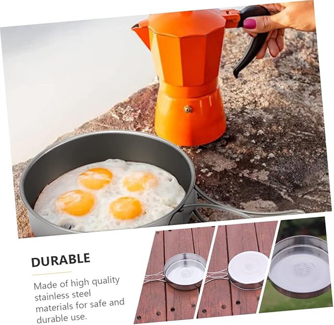 VANZACK Outdoor Pan Camping Cooking Pot Backpacking Cookware Outdoor Cookware Cooking Pan Camp Bbq Frying Portable Cutlery Cooking Utensil Non-stick Portable