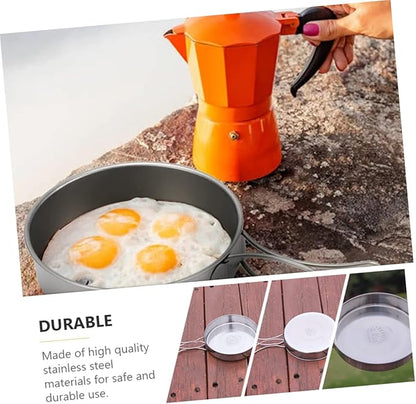 VANZACK Outdoor Pan Camping Cooking Pot Backpacking Cookware Outdoor Cookware Cooking Pan Camp Bbq Frying Portable Cutlery Cooking Utensil Non-stick Portable