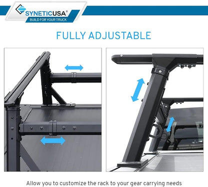 Syneticusa MR Retractable Truck Bed Cover with R1 Rack for Ford F-150 2004–2026 | 6’7” (78.9”) Bed | Aluminum Hard Retractable Tonneau Cover | One-Person Installable | Waterproof, Low-Profile
