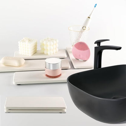NiuYichee 2 Pcs Water Absorbing Stone Trays, Kitchen/Bathroom Sink Soap Dish