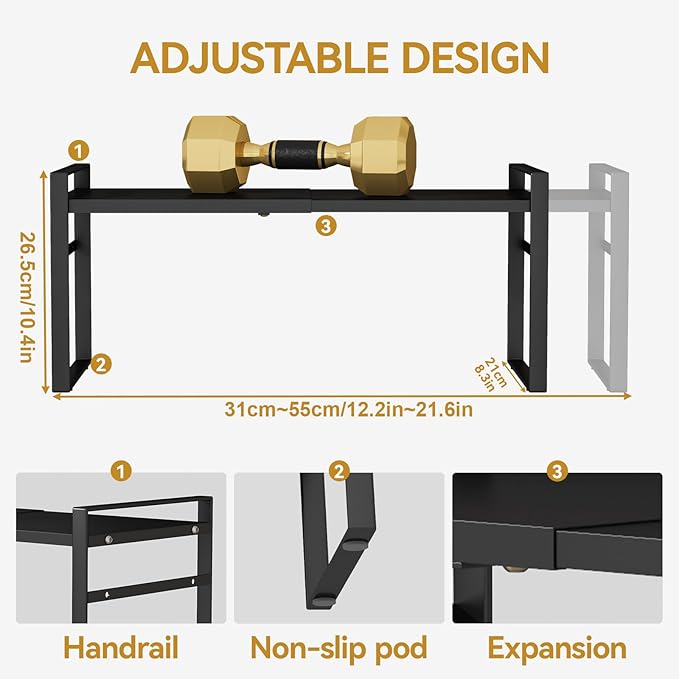 Expandable Cabinet Shelf Organizer Riser for Kitchen Pantry Cupboard Under Sink Countertop Home Storage Organization Rack Space Saver
