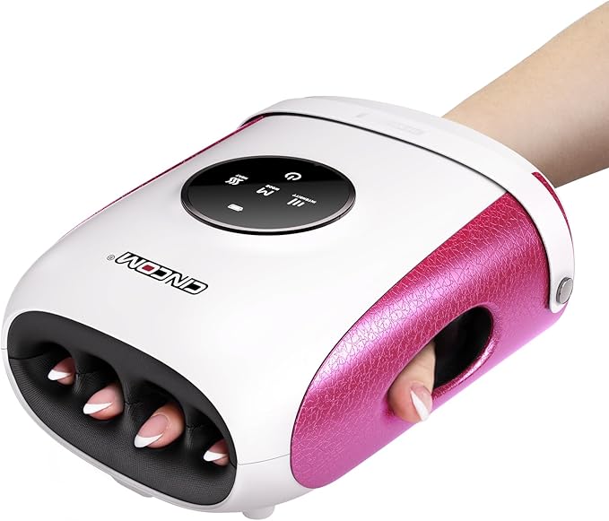 CINCOM Hand Massager with Heat and Compression, Finger and Palm Massage Machine for Pain Relief, Arthritis and Improved Circulation, Gifts for Women, Cordless and Rechargeable (White)