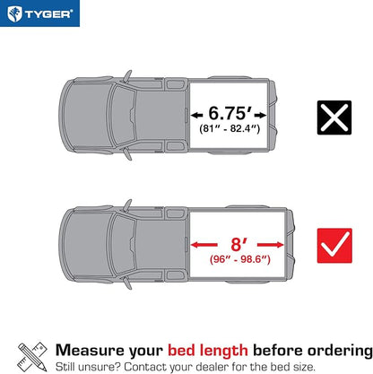 Tyger Auto T1 Soft Roll Up Truck Bed Tonneau Cover Compatible with 1999-2016 Ford F-250 F-350 Super Duty | Styleside 8' Bed (97") | TG-BC1F9028 , Black