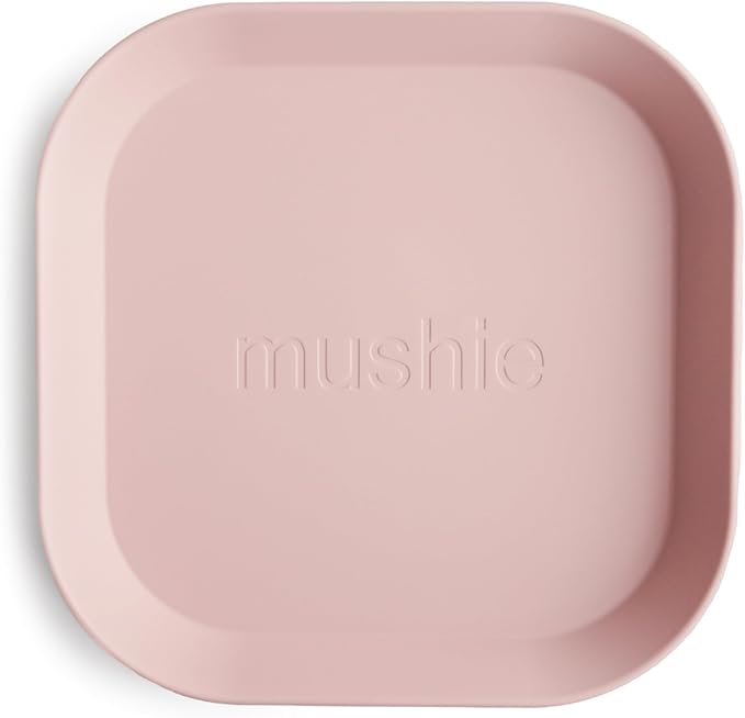mushie Square Dinnerware Plates for Kids | Made in Denmark, Set of 2 (Blush)