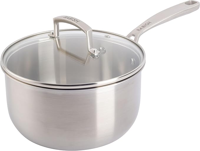 Babish Stainless Steel Saucepan 3.5 Quart Triply Professional Grade Cookware