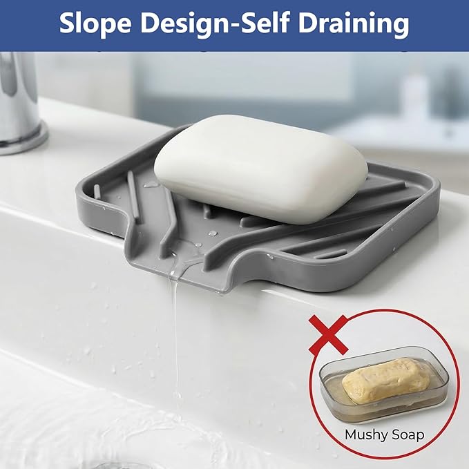JACZZO Silicone Soap Dish for Shower and Bathroom