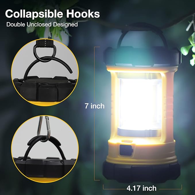 Camping Lantern, 3200LM Bright Camping Lights, 4600mAh Rechargeable LED Lantern, Flashlight for Power Outages/Fishing/Hurricane/Emergency, CT CAPETRONIX Camping Accessories (2-Pack)