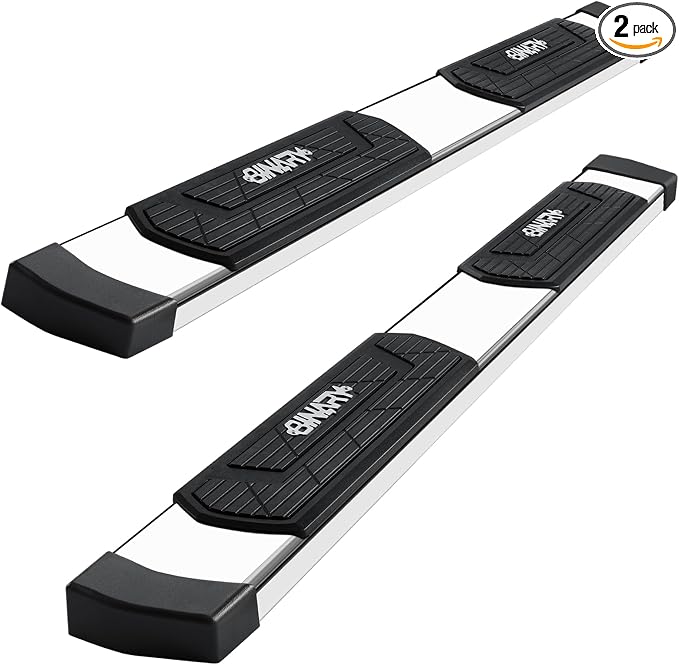 BINARY STAR 6 Inch Running Boards Compatible with 2019-2026 Chevy Silverado/GMC Sierra 1500 Double Cab, 20-26 Silverado/Sierra 2500HD 3500HD. Stainless Steel Nerf Bars Step Bars Non-Slip Plastic Pads.