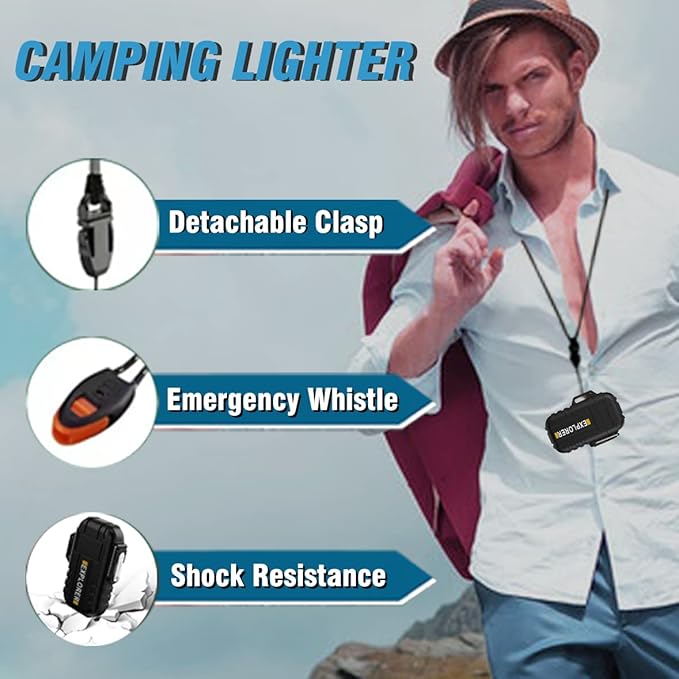 Torch Lighter, 2 Pack Butane Windproof Outdoor Gas With Adjustable Jet Flame, for Fireplace Fireworks Grill Camping BBQ, Gifts for Men (Without Gas) (Black+Black)