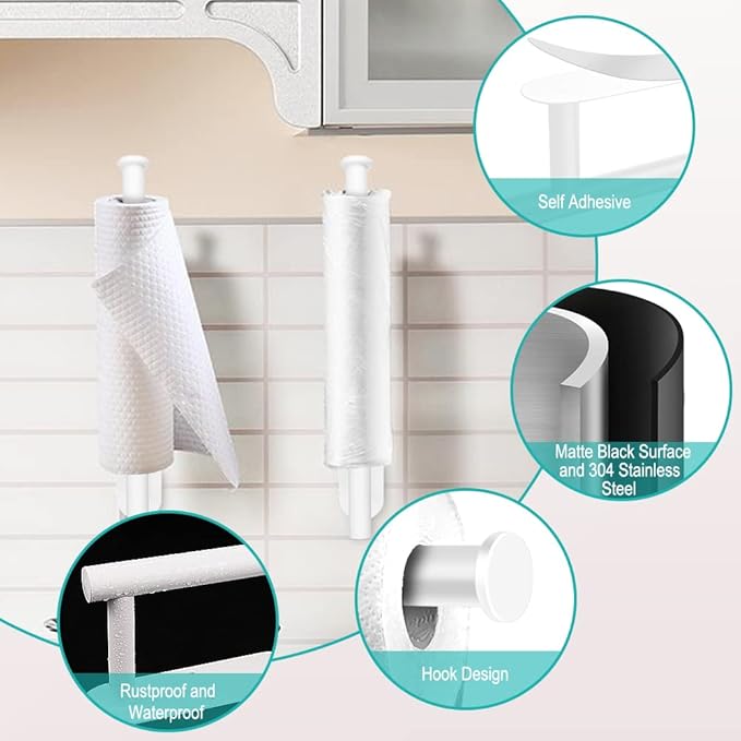 MGahyi Paper Towel Holder Wall Mount, Self Adhesive Or Drilling Paper Towel