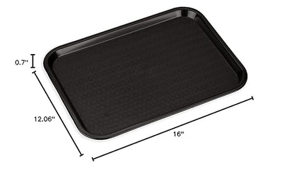 Carlisle FoodService Products CFS CT121603 Cafe Standard Plastic Cafeteria/Fast Food Tray, NSF Certified, BPA Free, 16" Length x 12" Width, Black (Pack of 24)