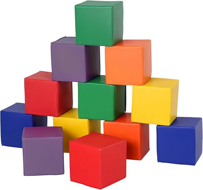 Soozier 12 Piece Soft Play Blocks, Soft Foam Toy Building and Stacking Blocks Compliant Learning Toys for Toddler Baby Kids Preschool