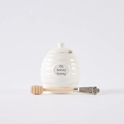 Mud Pie Honey Pot Serving Set, White