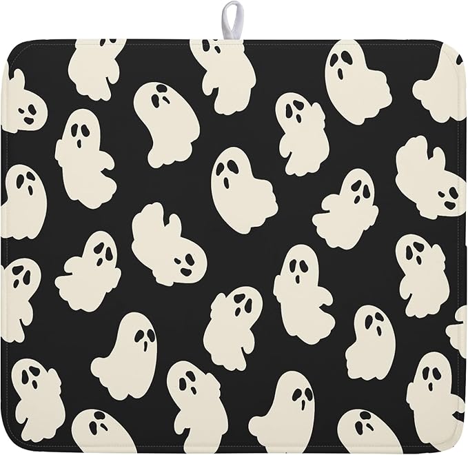 Halloween Ghost Dish Drying Mat 16X18 Inch Spooky Halloween Drying Mat