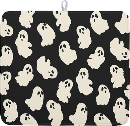 Halloween Ghost Dish Drying Mat 16X18 Inch Spooky Halloween Drying Mat