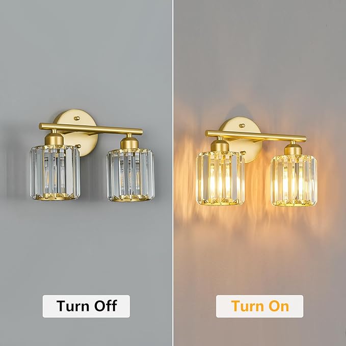 FDPBY Modern 2 Light Crystal Vanity Light, Compatible