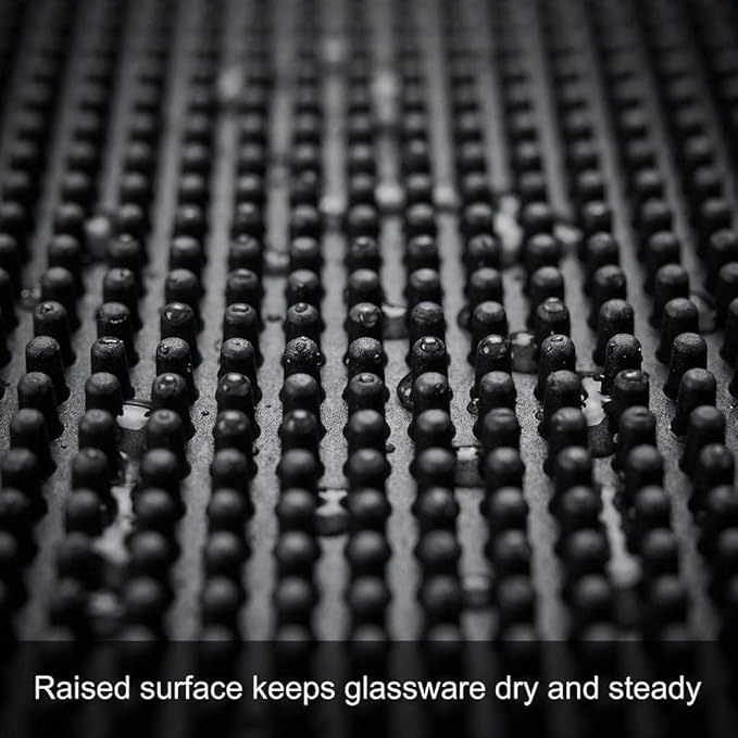 QWORK 12"x6" Black Rubber Bar Mat – 6 Pack Non-Slip Drainage Pad
