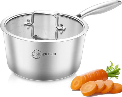 LOLYKITCh Tri-Ply 3 QT Stainless Steel Saucepan