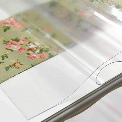 NECAUX Custom 24 x 120 Inch Frosted Table Cover Protector, 1.5mm Thick Wood Grain Transparent Table Pad Non-Slip Tablecloth Protector for 10 Foot Plastic Protective Dining Room Table, Meeting Table